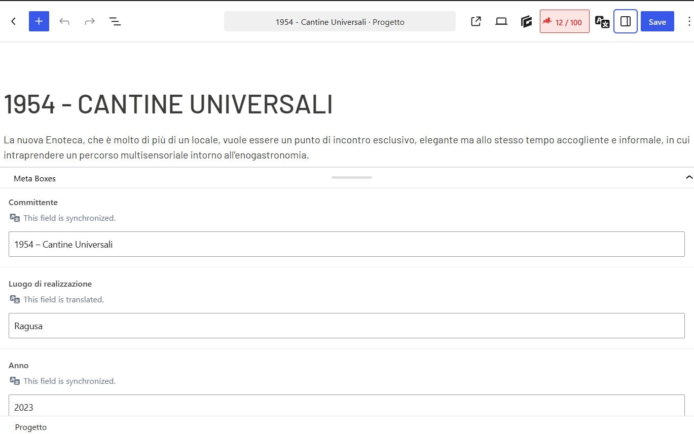 Screenshot_3 Scheda gestione progetto sito web architettura
